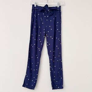 Mini Boden Starboard Blue & Gold Confetti Spot Paperbag Waist Pants Size 10 EUC